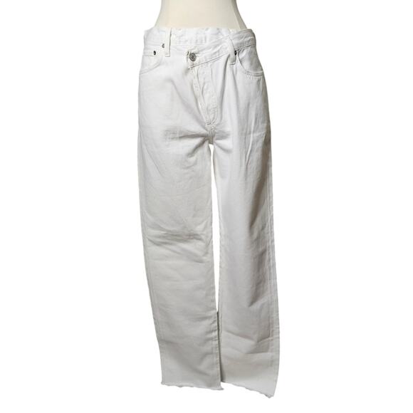 Agolde Criss Cross Asymmetrical Waist Straight Leg Jean in Element White Size 29 - Picture 9 of 11